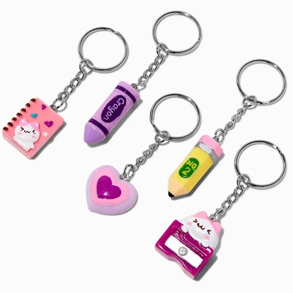 5-Pack School Supplies Best Friends Keychains Set - NWT